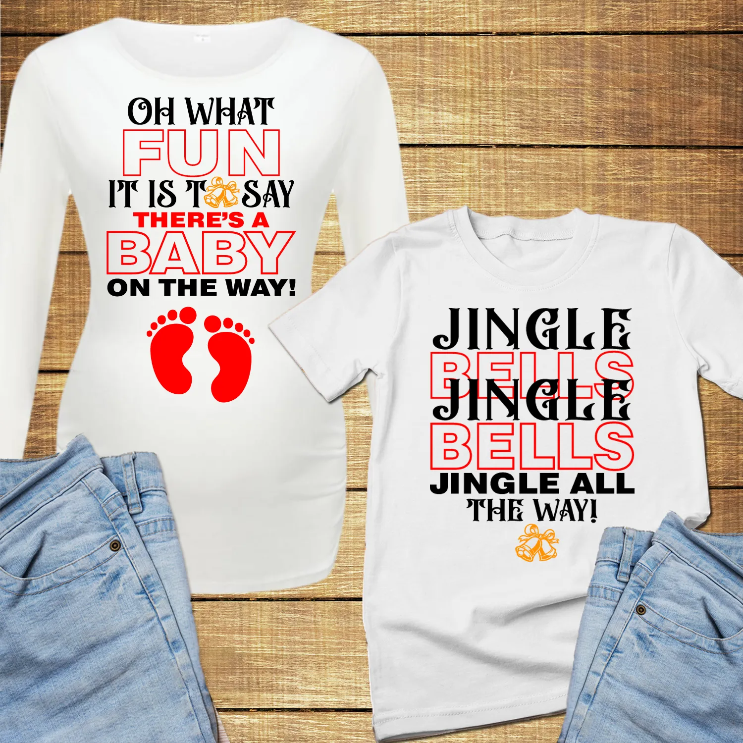 Oh what fun it is to say a baby is on the way christmas t shirt pregnant, couple christmas shirts for pregnant women