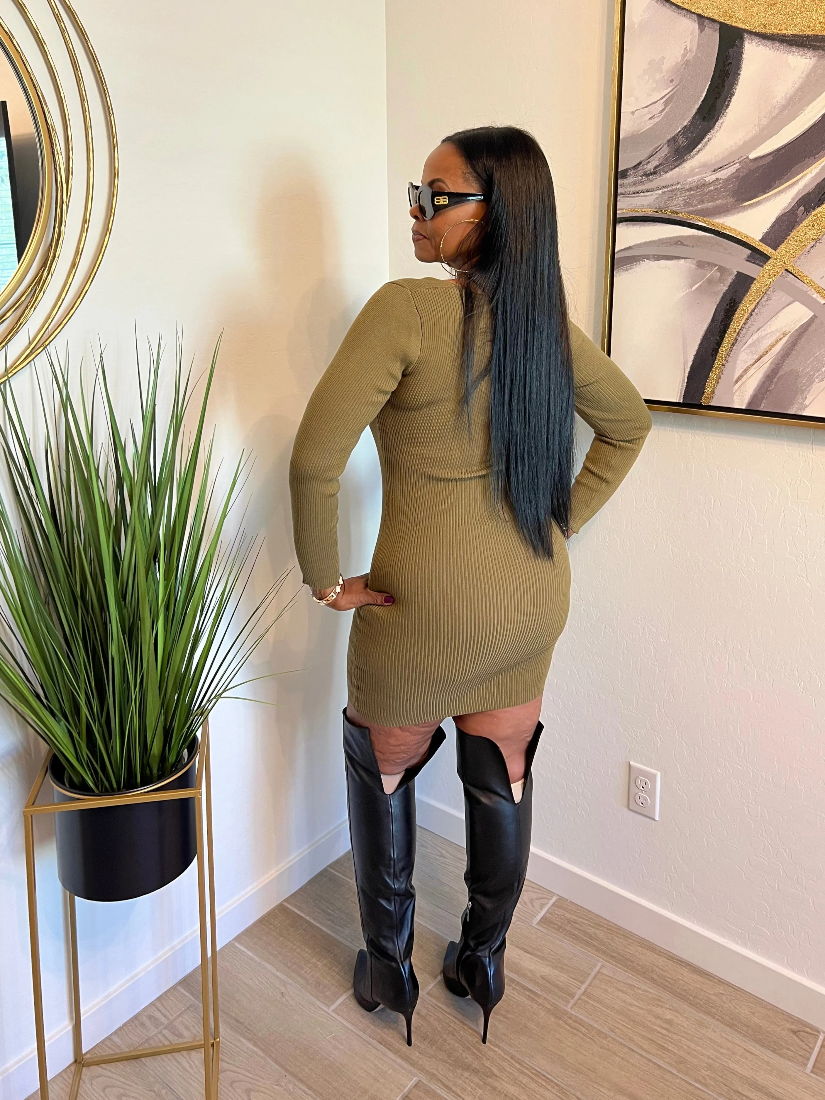 Olive Keyhole Dress