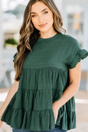 On The Scene Hunter Green Tiered Top