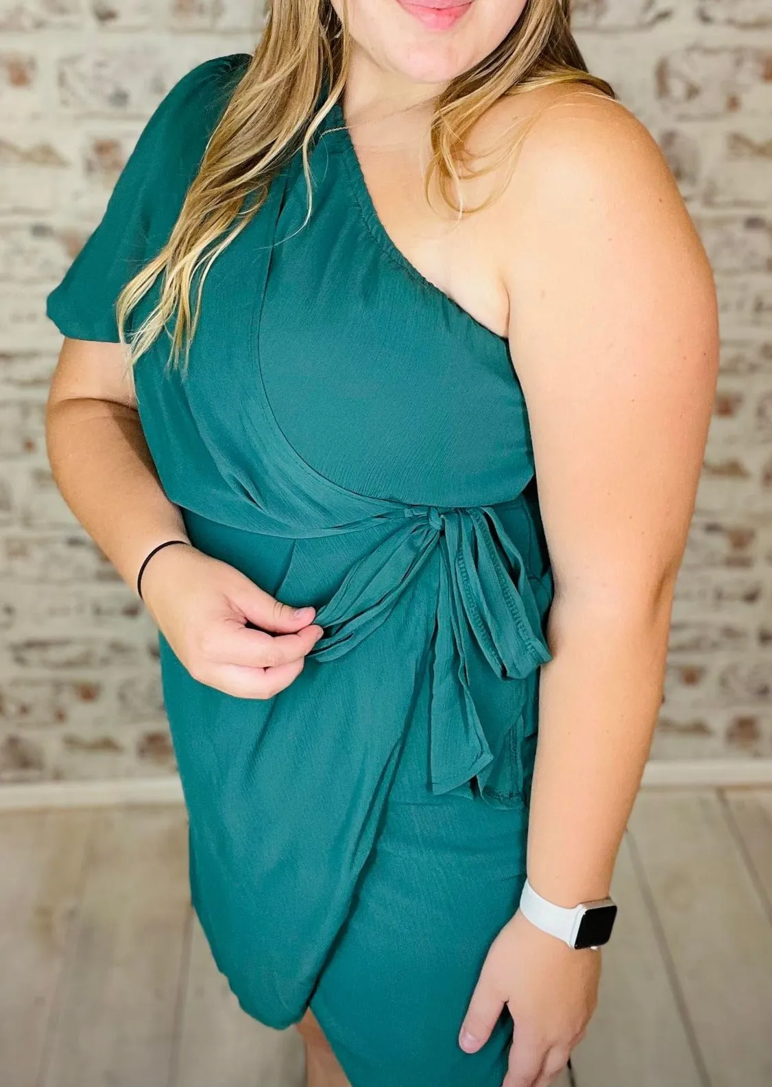 One Shoulder Puff Sleeve Dress