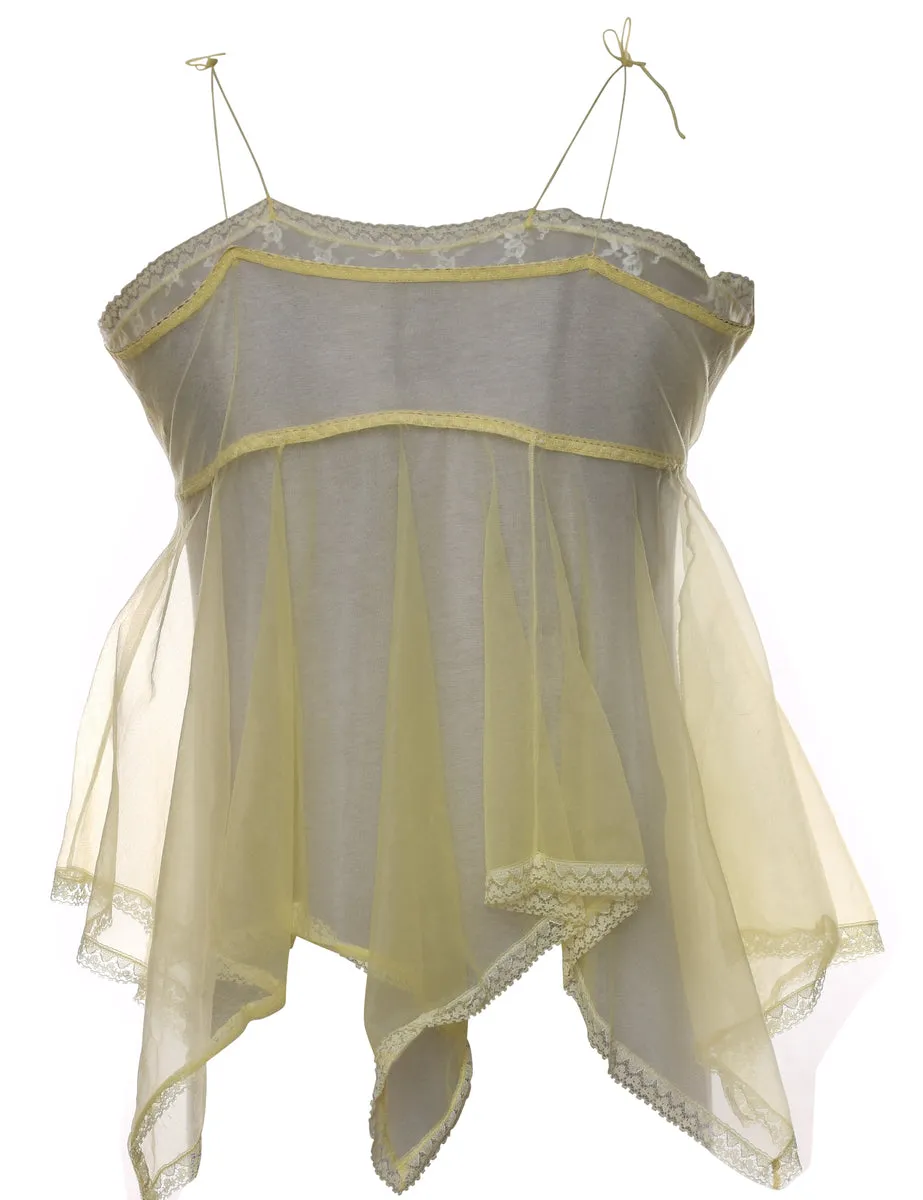 Pale Yellow & White Sheer Babydoll - M