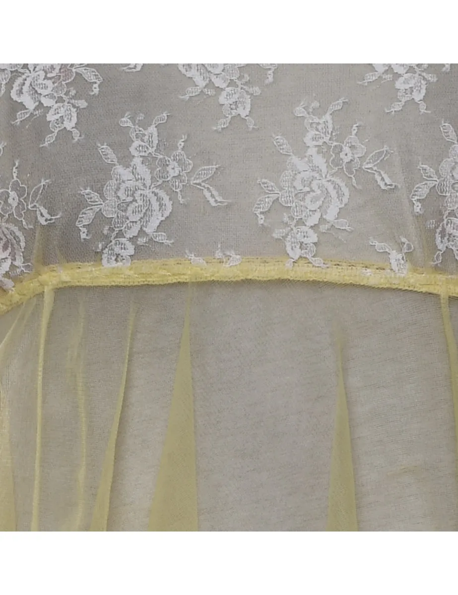 Pale Yellow & White Sheer Babydoll - M