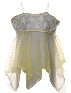 Pale Yellow & White Sheer Babydoll - M