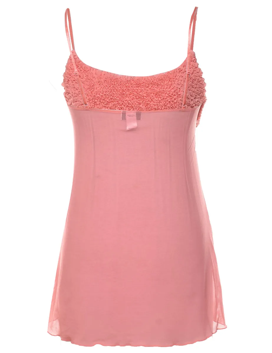 Peach Sheer Ruffled Y2K Babydoll  - M