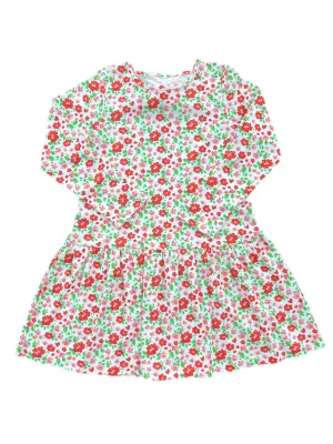Pink and Red Floral Knit Dress