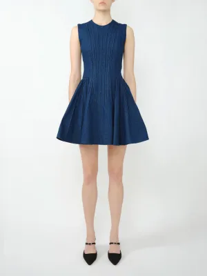 Pintuck Denim Mini Dress