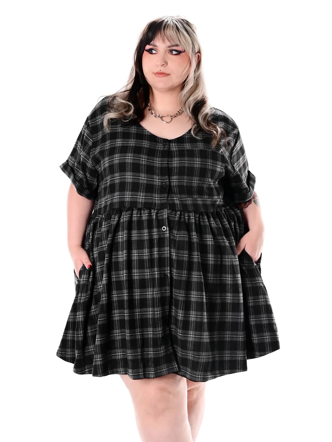 Plaid Babydoll Dress FOXBLOOD