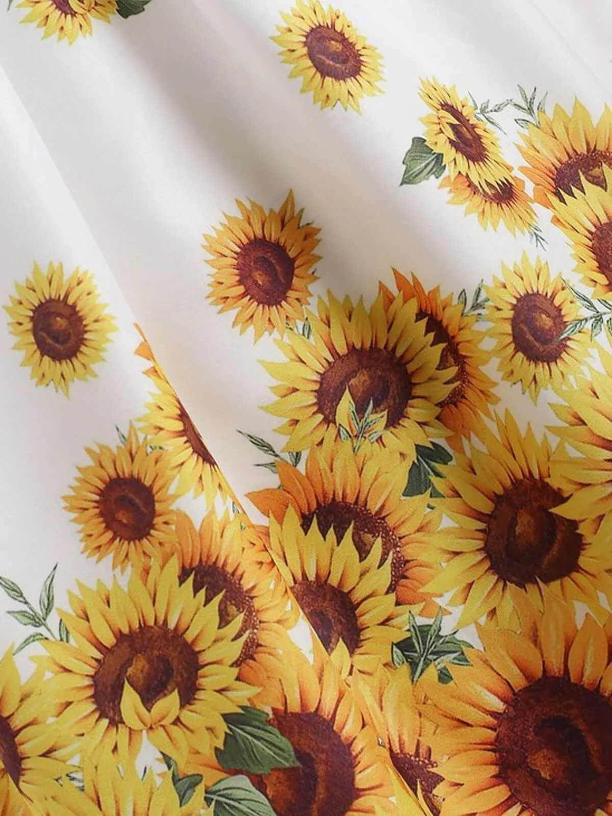 Plus Size 1950s Sunflowers Wrap Dress