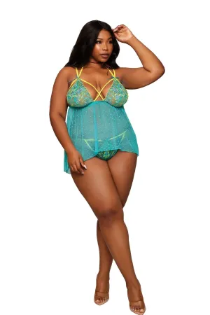 Plus Size Colorful Babydoll Set