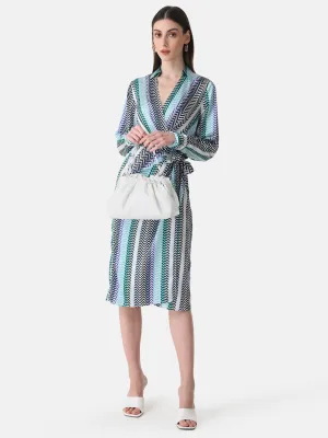 Printed Wrap Midi Dress