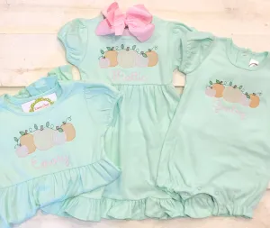 Pumpkin Mint Ruffle Dress