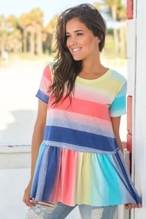 Rainbow Short Sleeve Babydoll Top