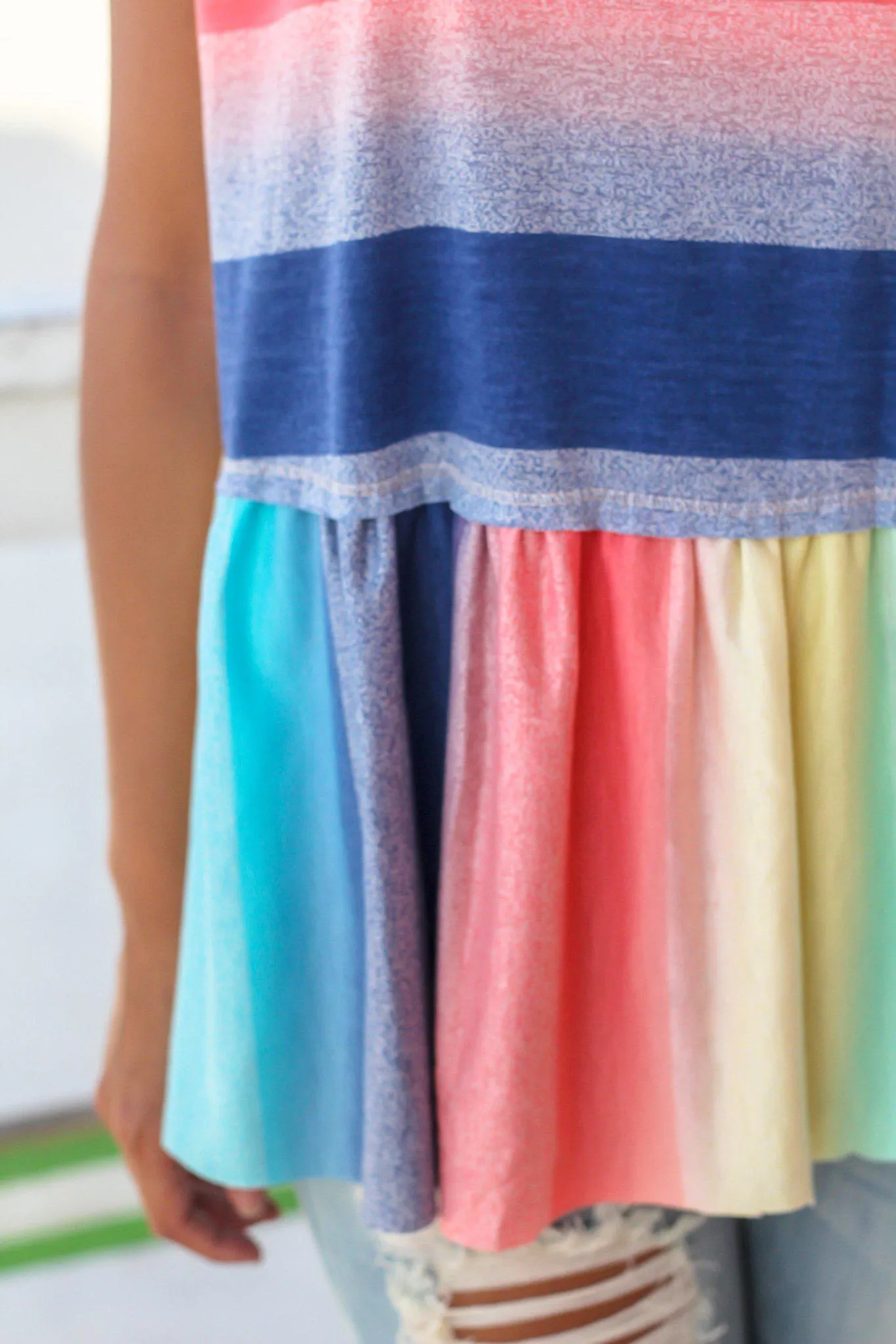 Rainbow Short Sleeve Babydoll Top