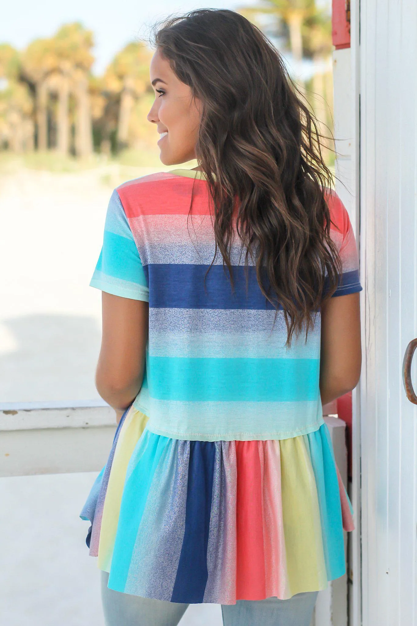 Rainbow Short Sleeve Babydoll Top