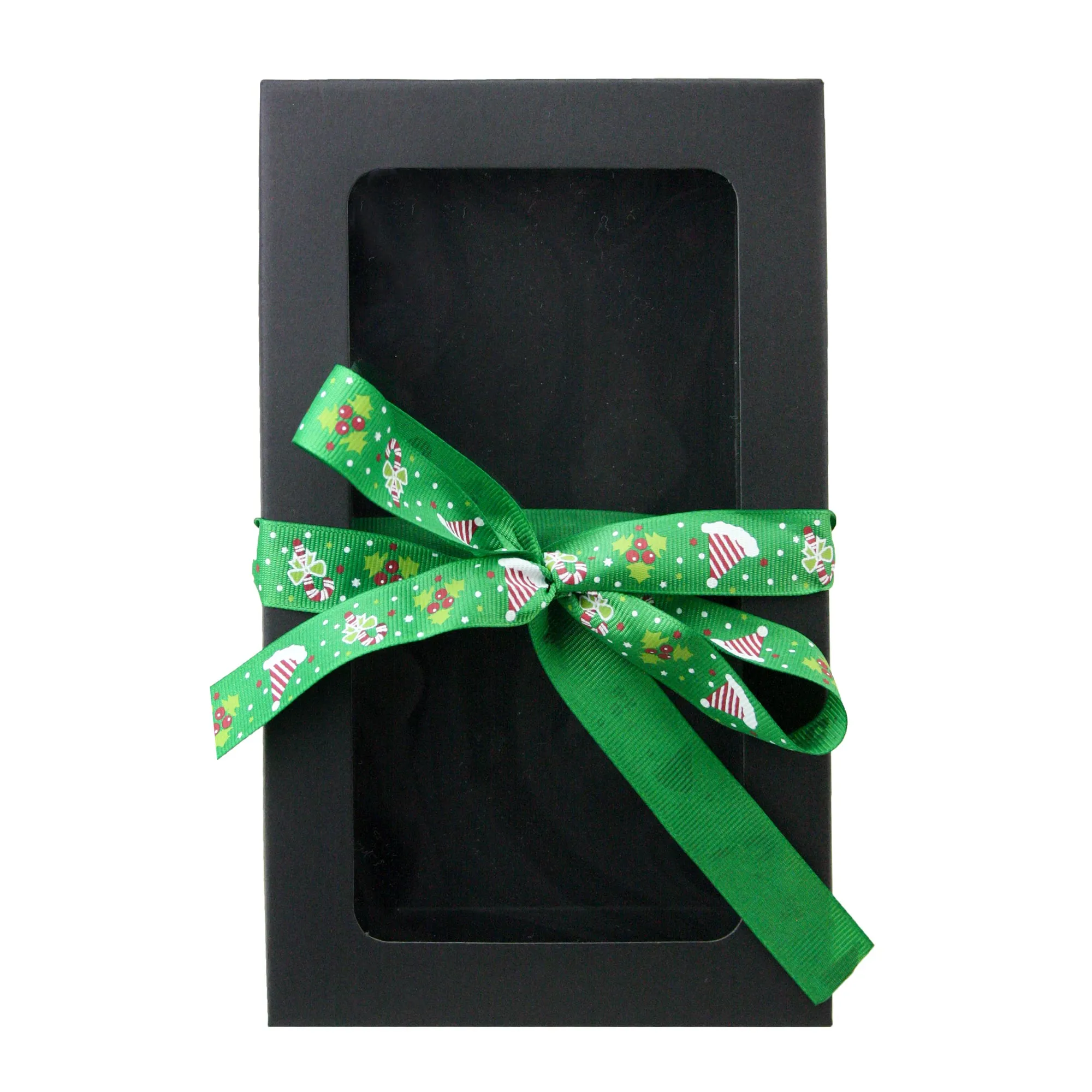 Rectangle Black Kraft Gift Boxes with Christmas Ribbon Pack of 12 (Sizes Available)