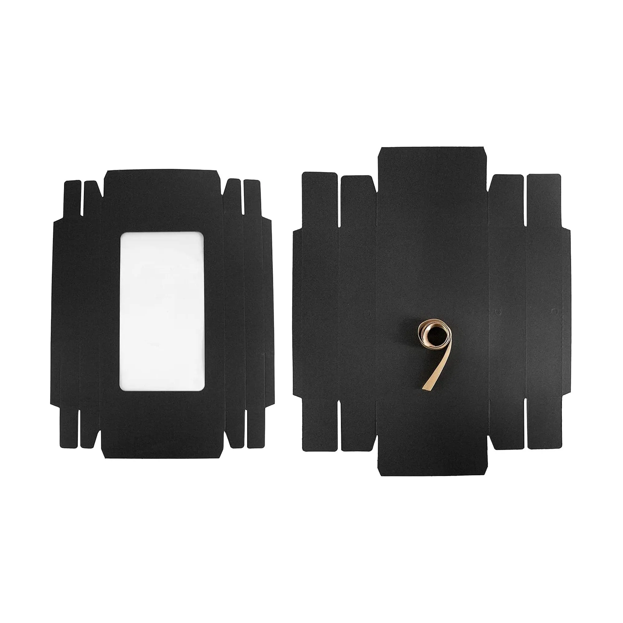 Rectangle Black Kraft Gift Boxes with Christmas Ribbon Pack of 12 (Sizes Available)