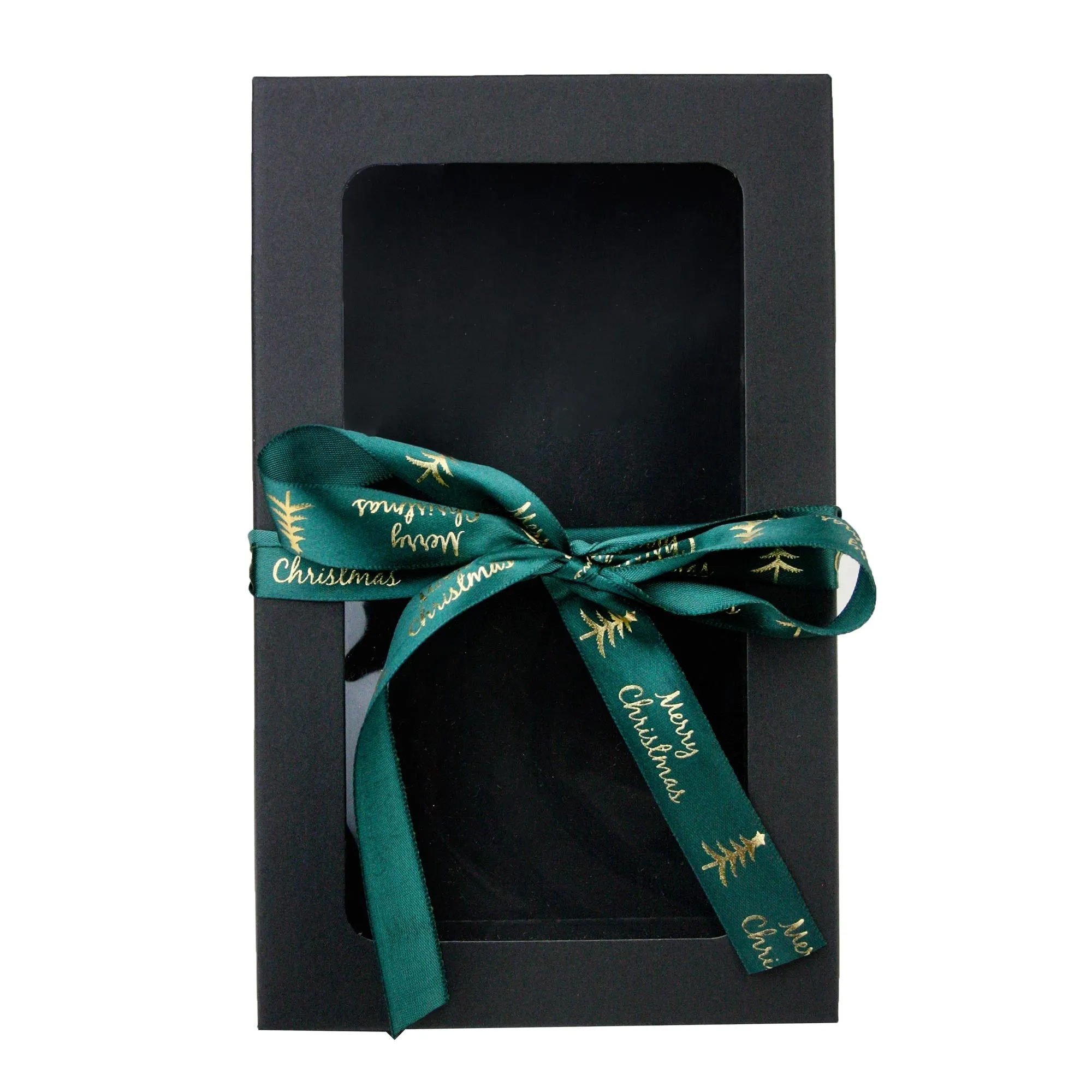 Rectangle Black Kraft Gift Boxes with Christmas Ribbon Pack of 12 (Sizes Available)