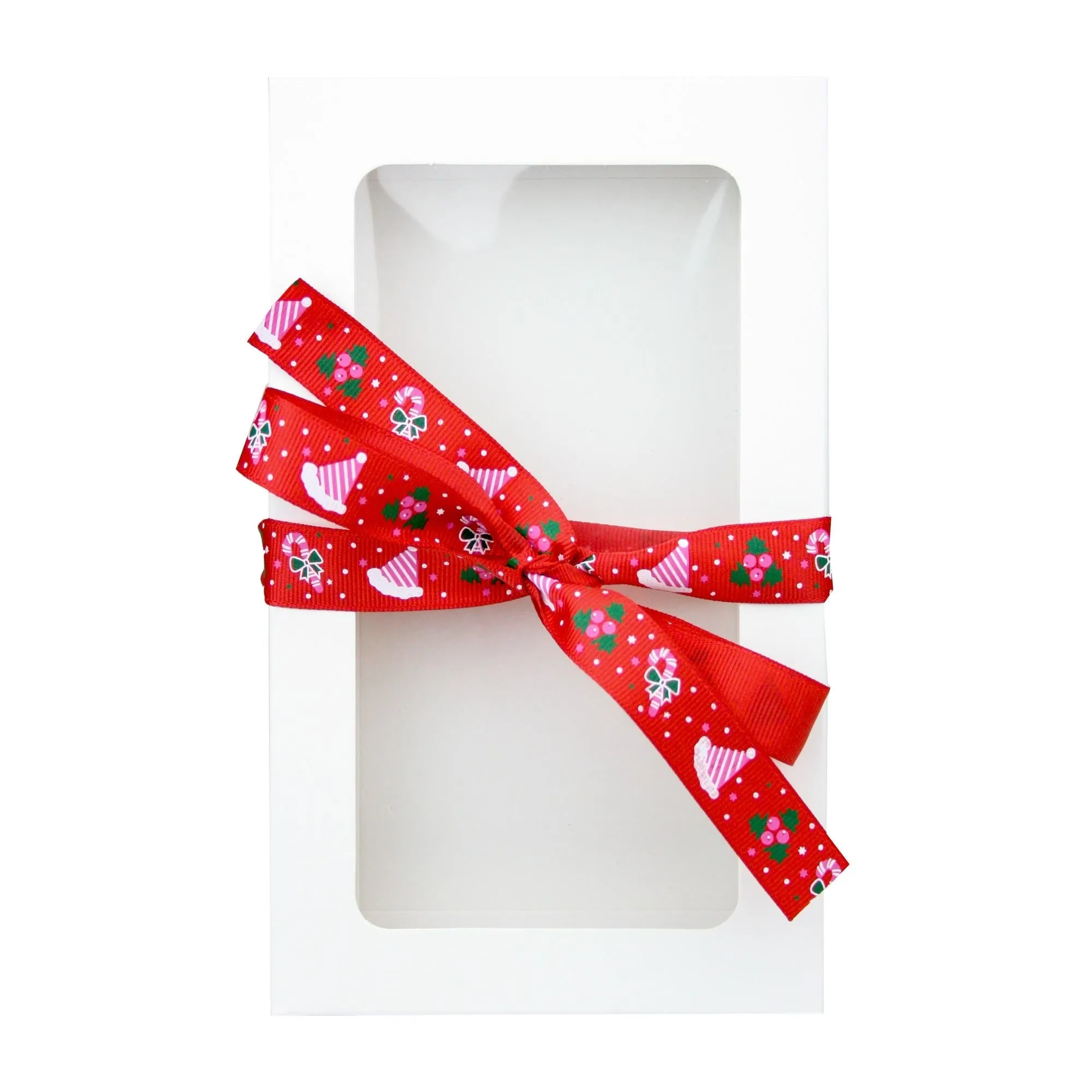 Rectangle White Kraft Gift Boxes with Christmas Ribbon Pack of 12 (Sizes Available)