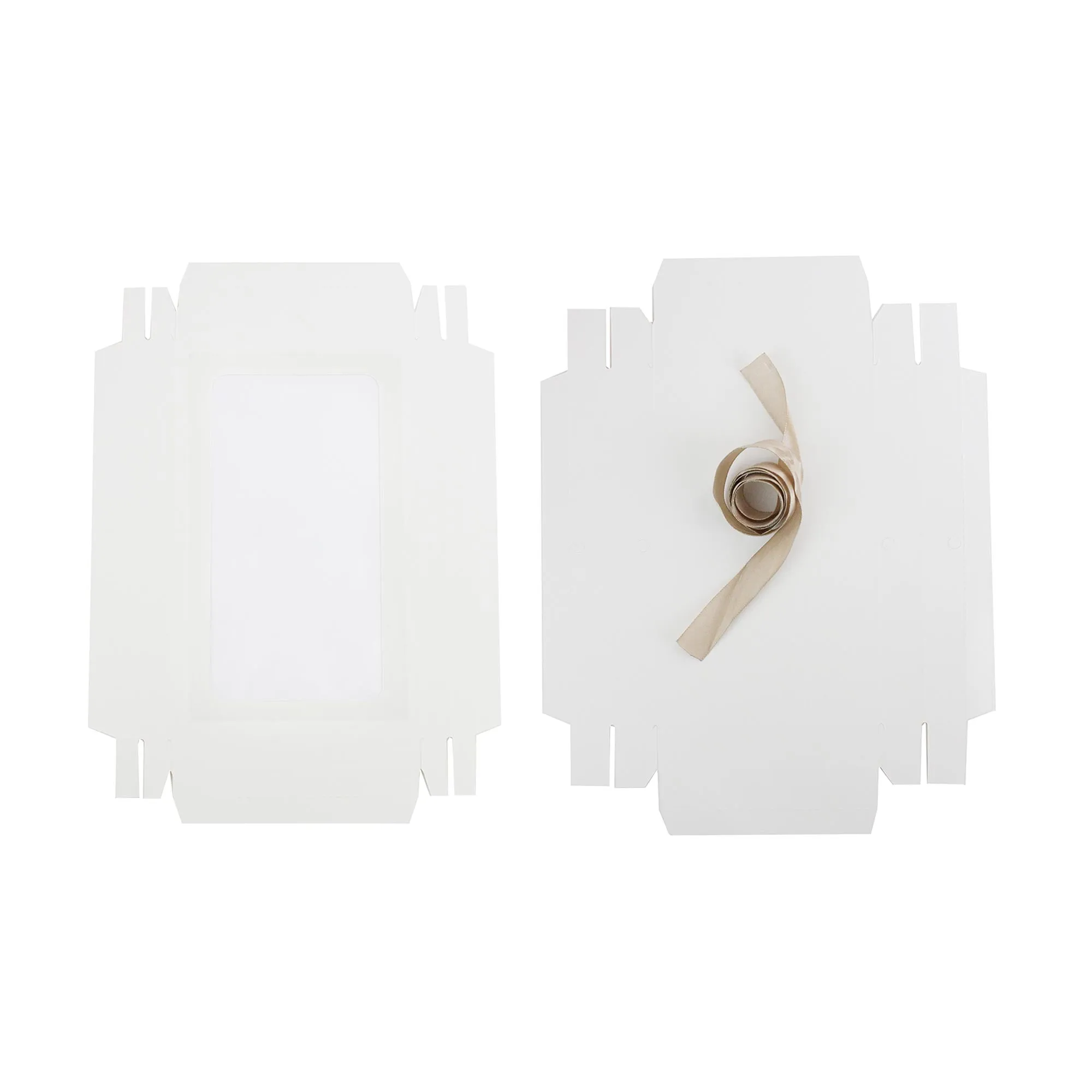 Rectangle White Kraft Gift Boxes with Christmas Ribbon Pack of 12 (Sizes Available)