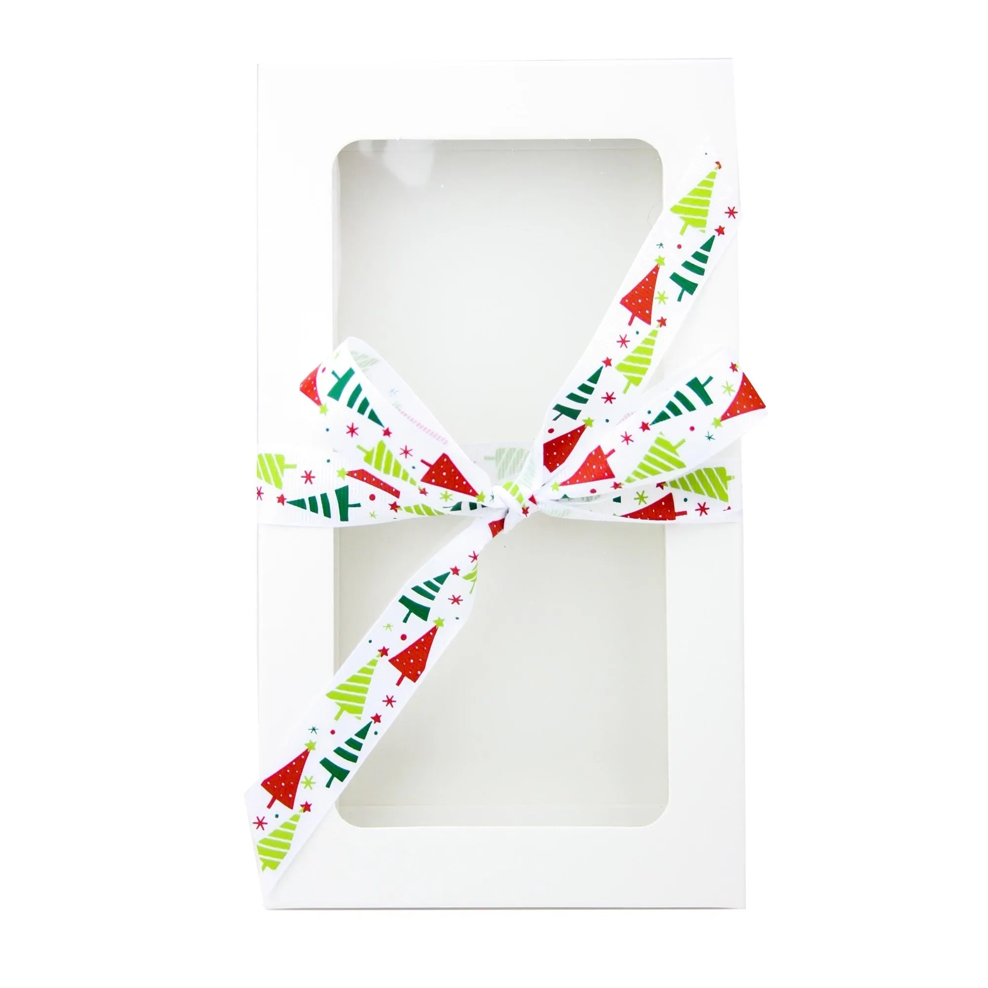 Rectangle White Kraft Gift Boxes with Christmas Ribbon Pack of 12 (Sizes Available)