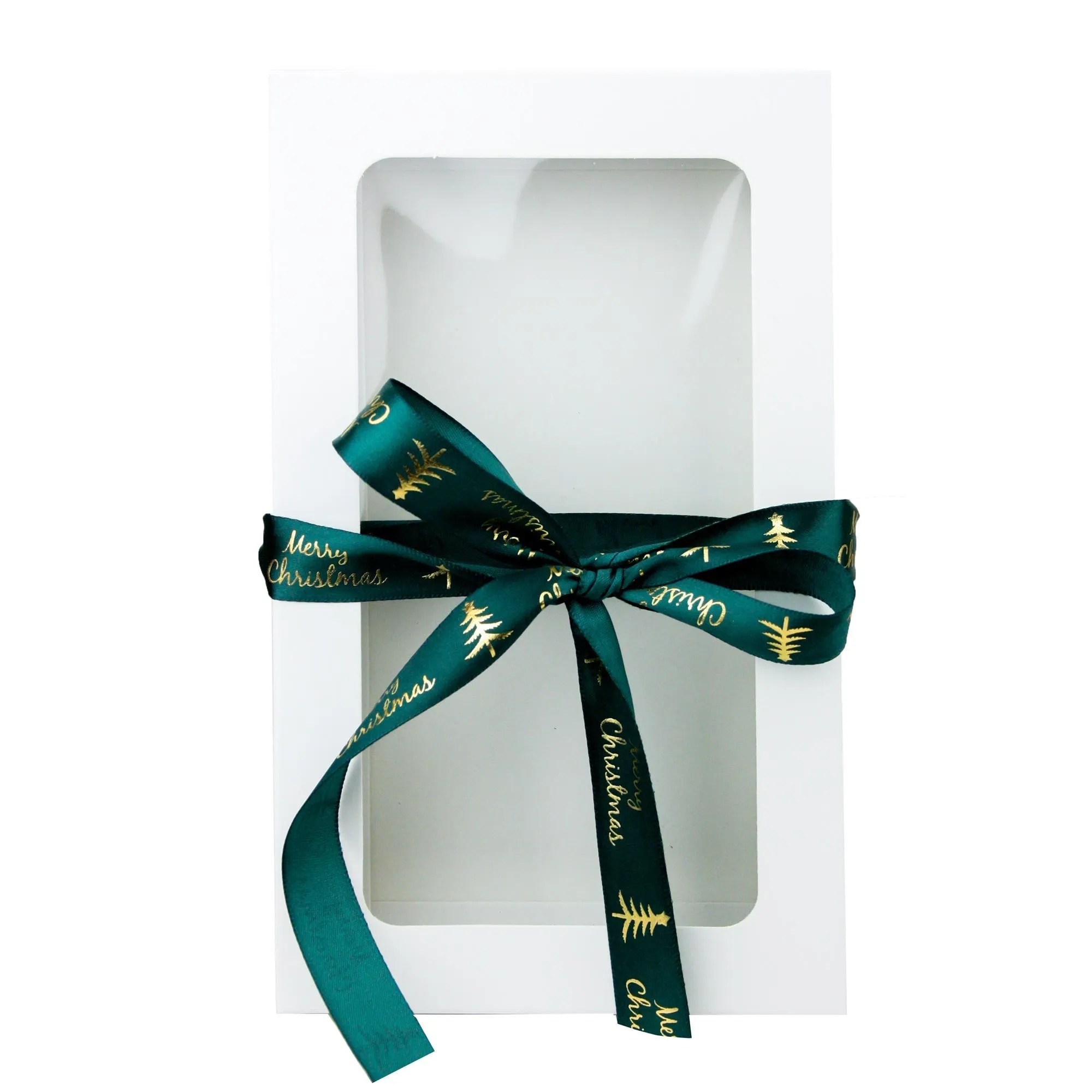 Rectangle White Kraft Gift Boxes with Christmas Ribbon Pack of 12 (Sizes Available)