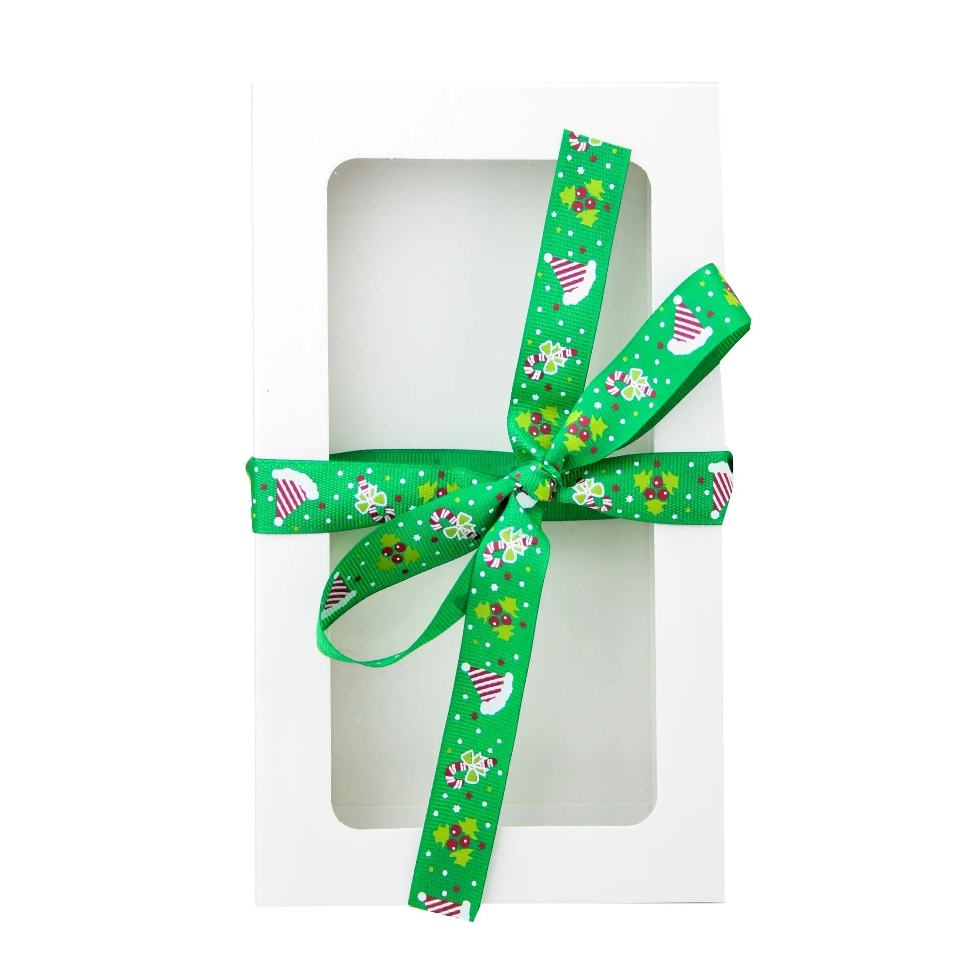 Rectangle White Kraft Gift Boxes with Christmas Ribbon Pack of 12 (Sizes Available)