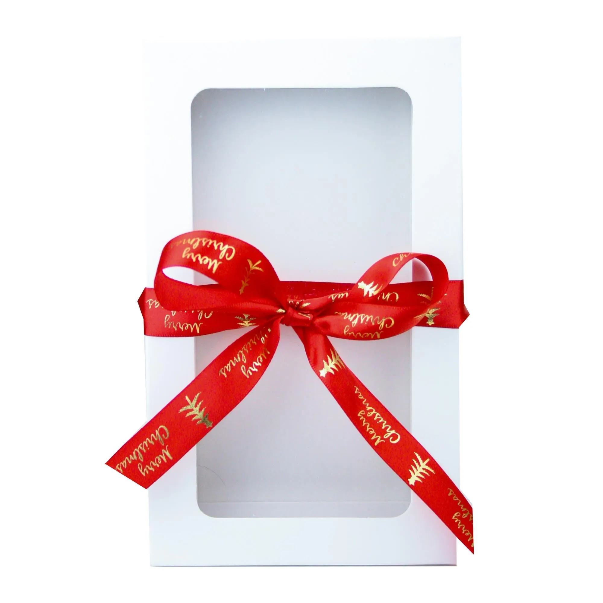 Rectangle White Kraft Gift Boxes with Christmas Ribbon Pack of 12 (Sizes Available)