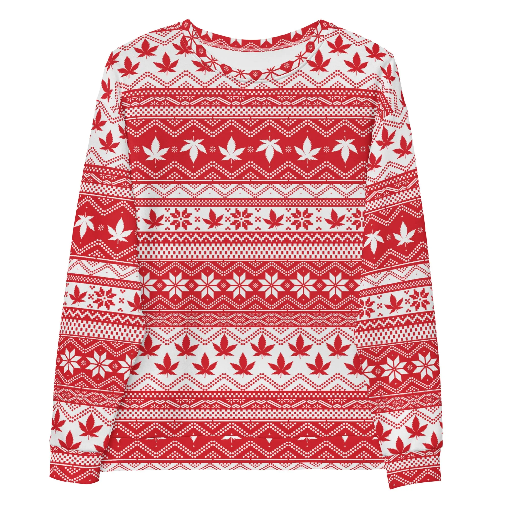 Red And White Weed Holiday Unisex Sweatshirt