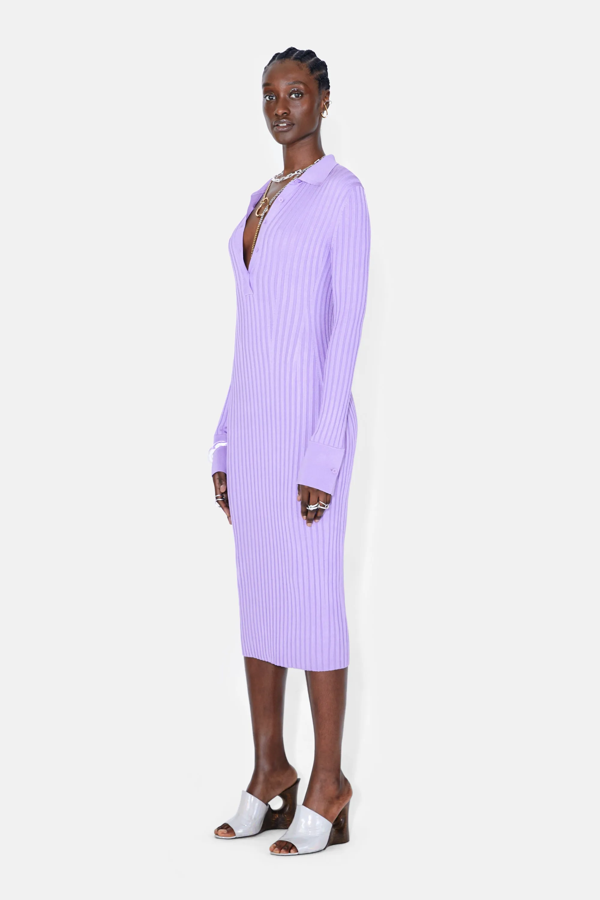 Rhea Henley Dress - Lilac