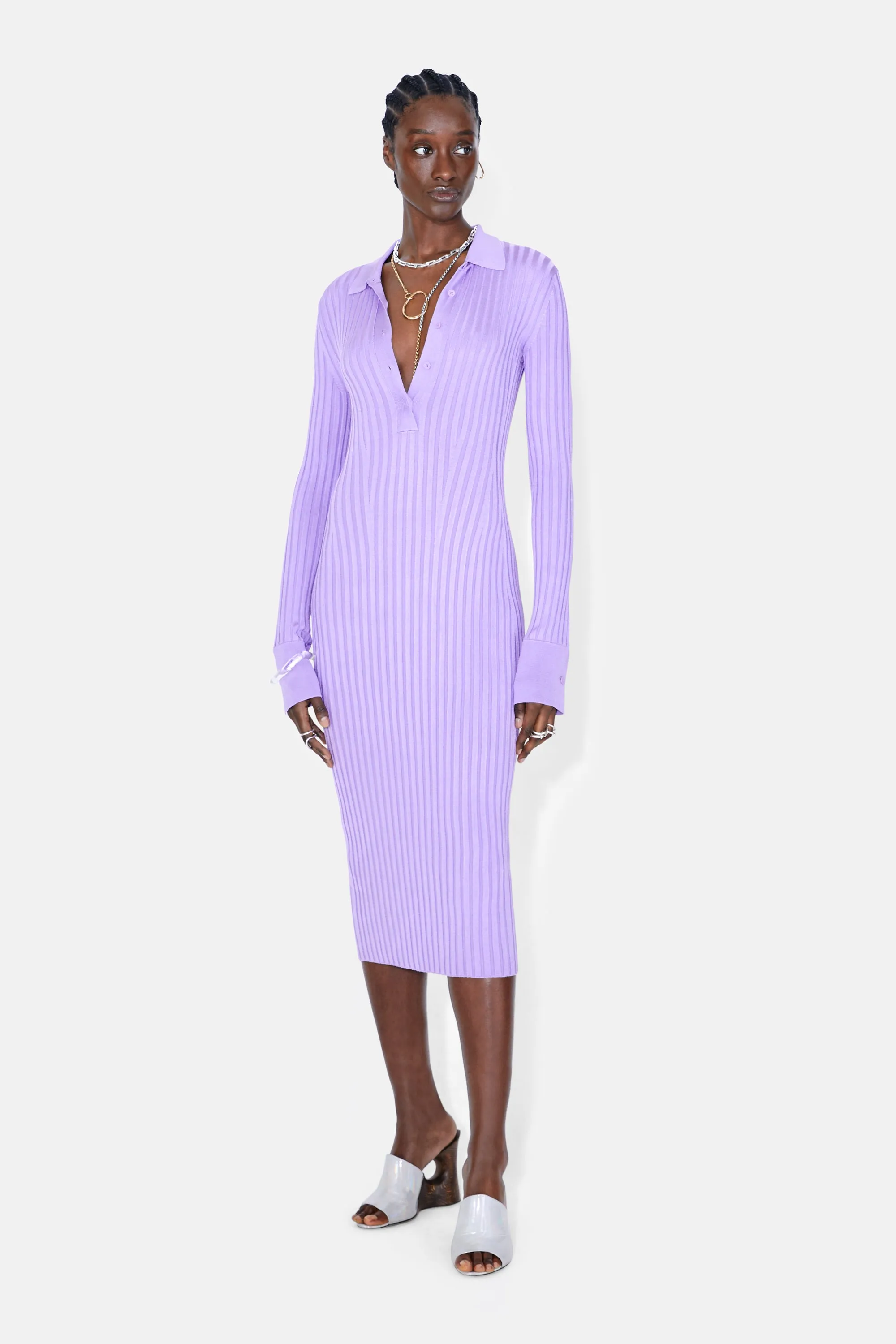 Rhea Henley Dress - Lilac