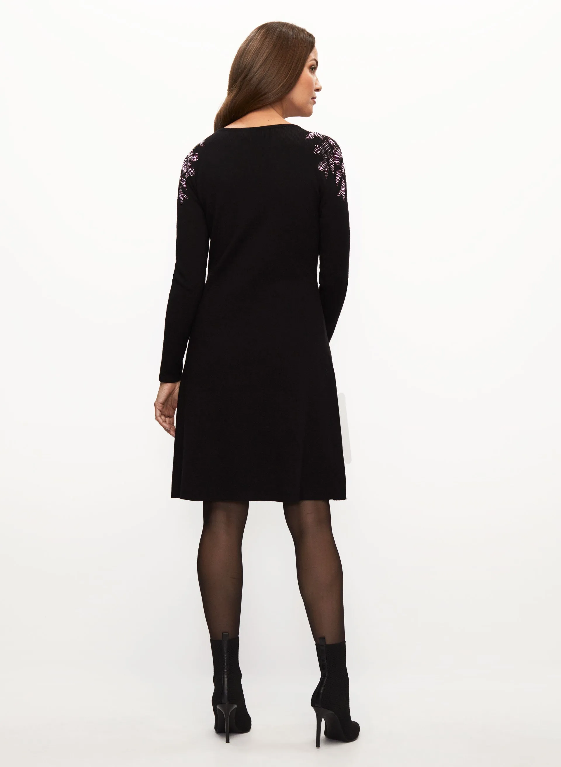 Rhinestone Detail Knit Dress