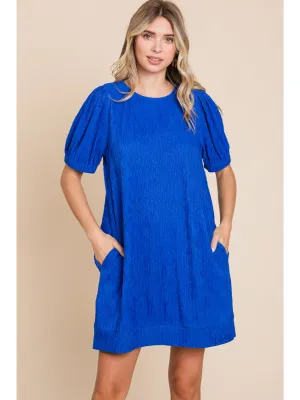 Ribbed Knit Dress Royal Blue