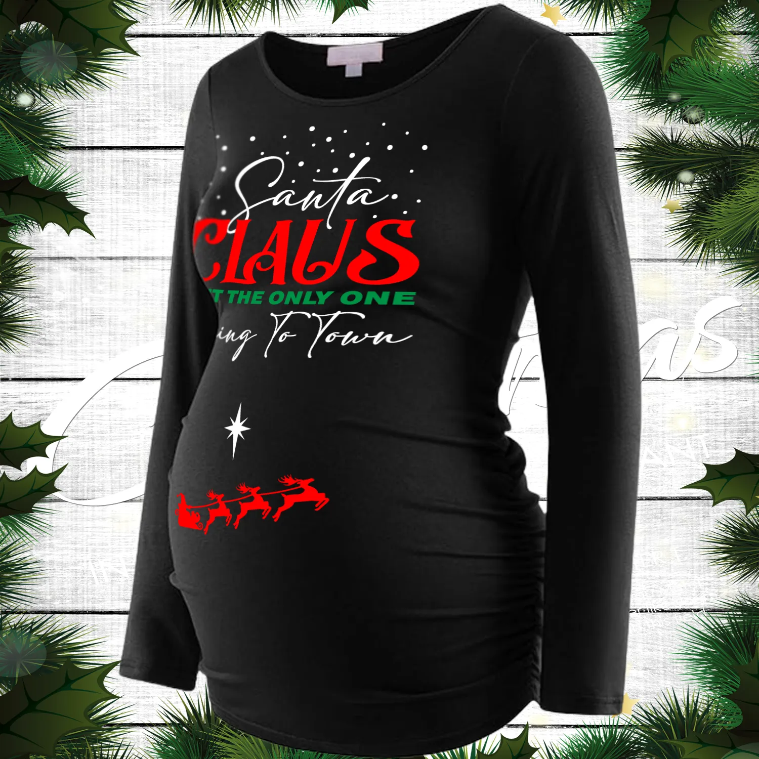 Santa isn't the only one coming to town christmas shirt pregnant, christmas shirts for pregnant women