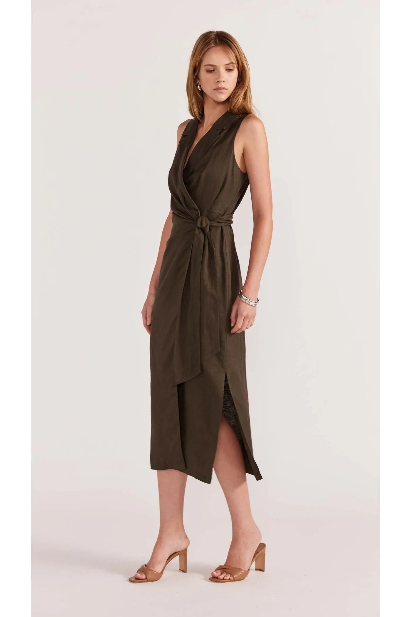 Saskia Wrap Midi Dress | Olive