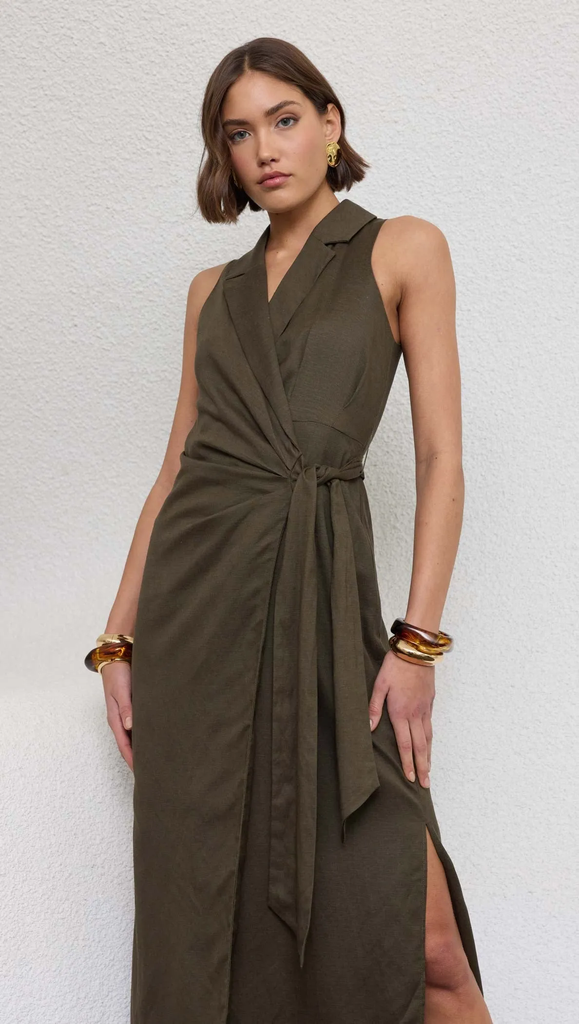 Saskia Wrap Midi Dress | Olive
