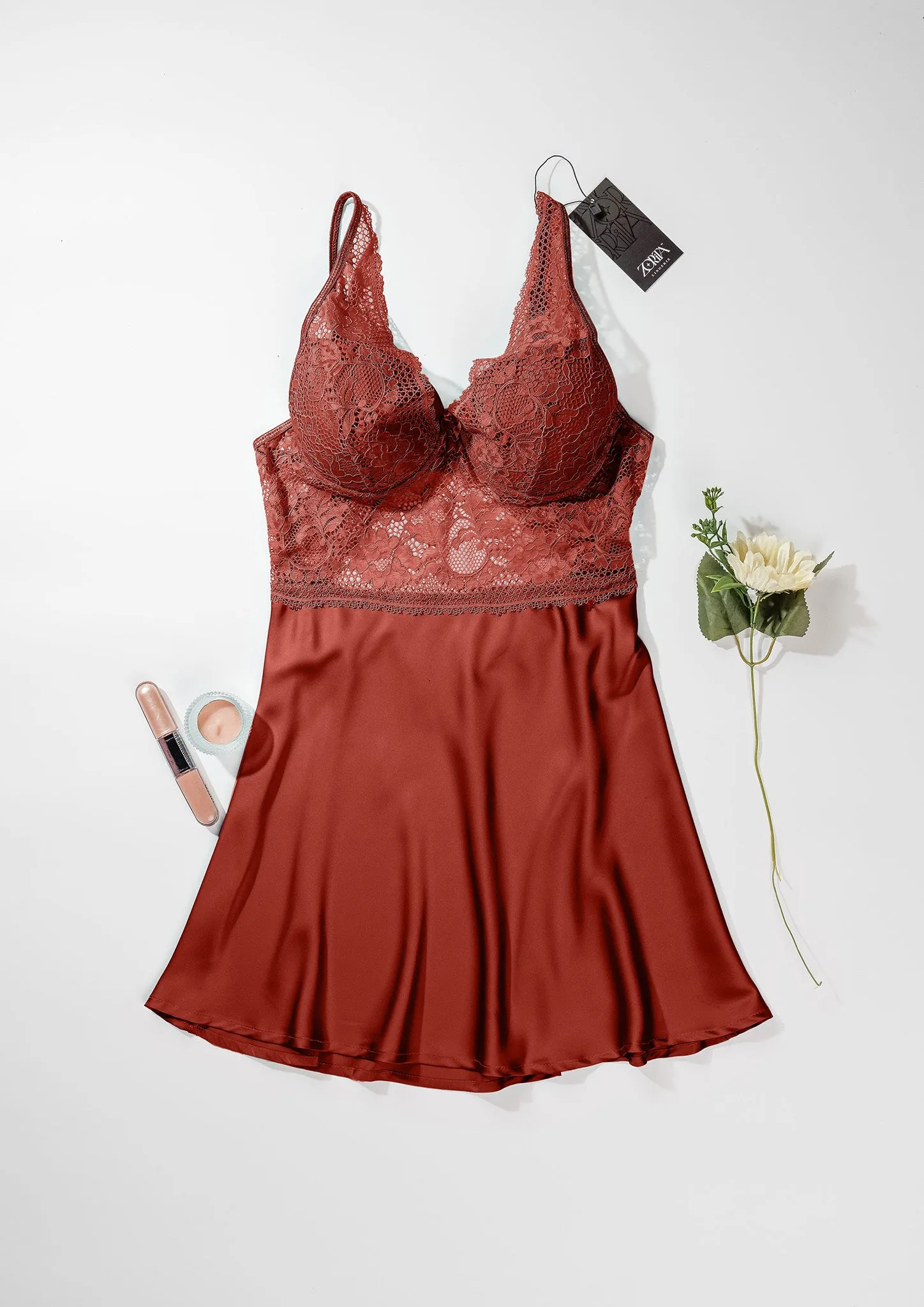 Satin Padded Cup Babydoll Model Number 4245-24