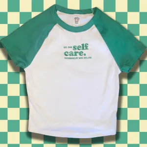 Self Care Embroidered Baby Doll Crop Top