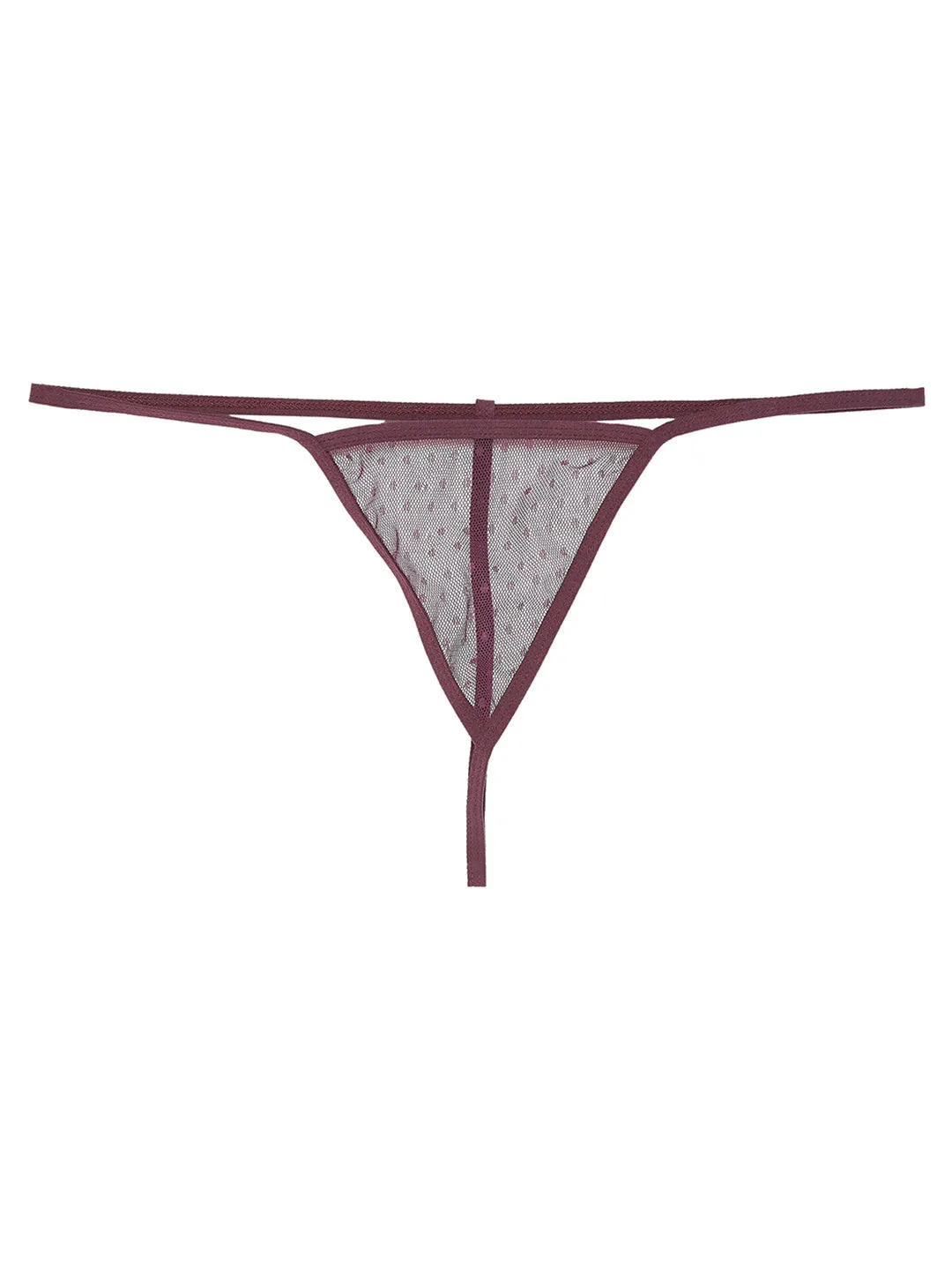 Self-Patterned Sheer Babydoll In Burgundy