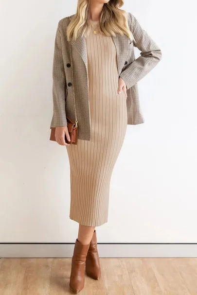 Simple Sexy Midi Dress- Apricot