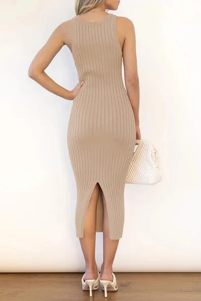Simple Sexy Midi Dress- Apricot