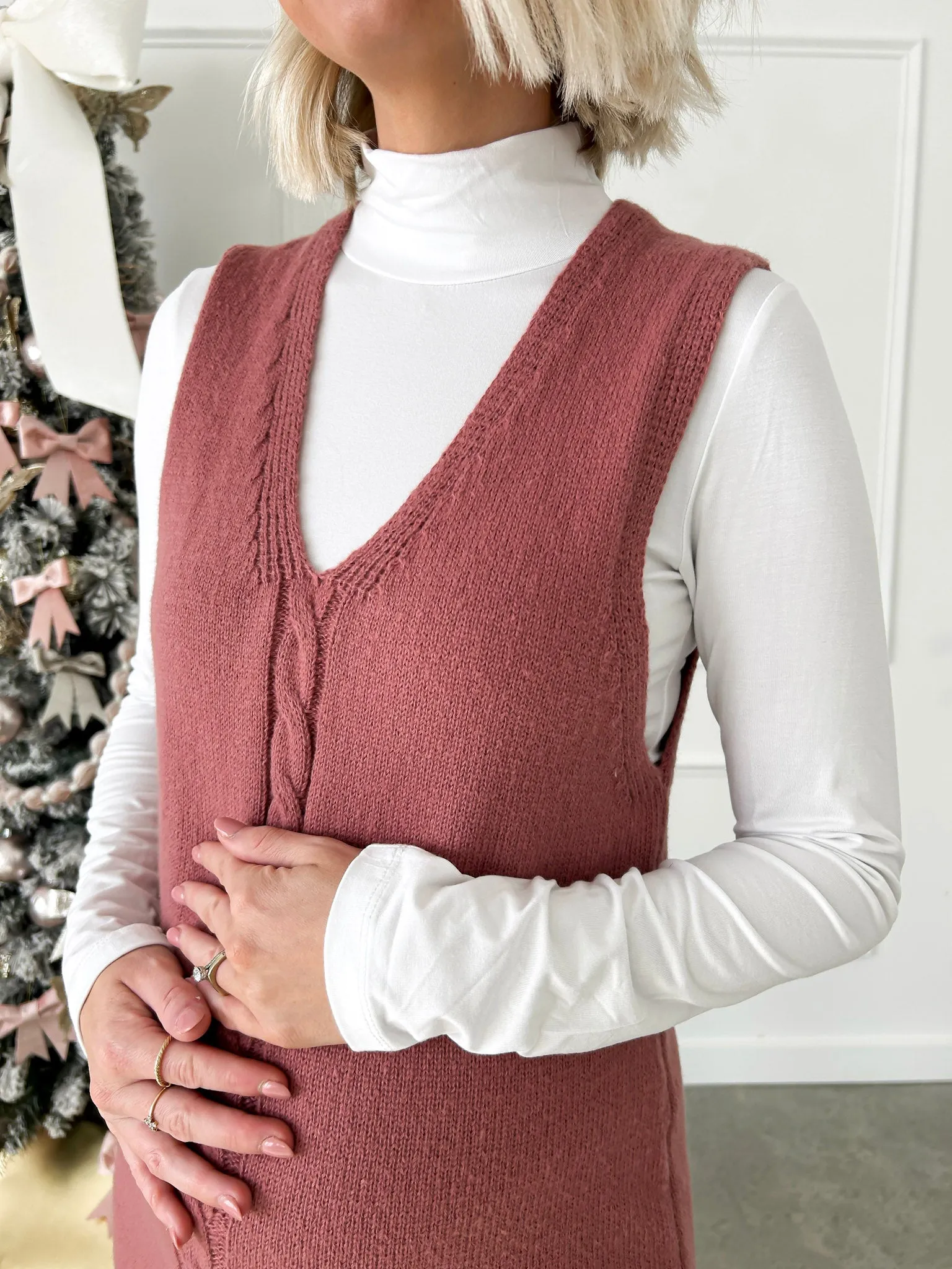 Simply Sweet Mauve Knit Ruffle Sweater Dress FINAL SALE