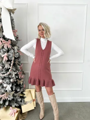 Simply Sweet Mauve Knit Ruffle Sweater Dress FINAL SALE