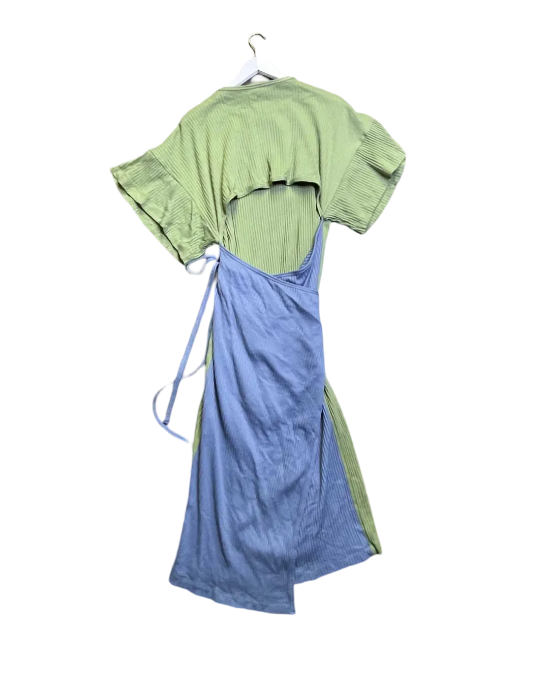 Size S - Baserange Clair Two Tone Ribbed Wrap Dress