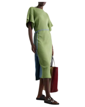 Size S - Baserange Clair Two Tone Ribbed Wrap Dress