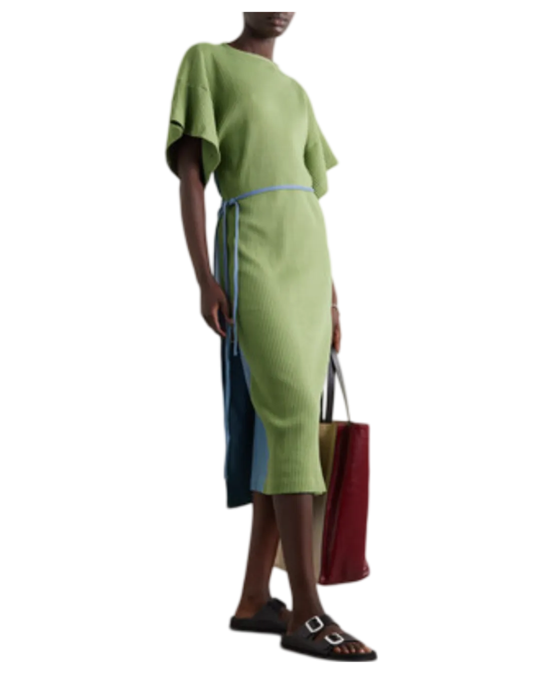 Size S - Baserange Clair Two Tone Ribbed Wrap Dress