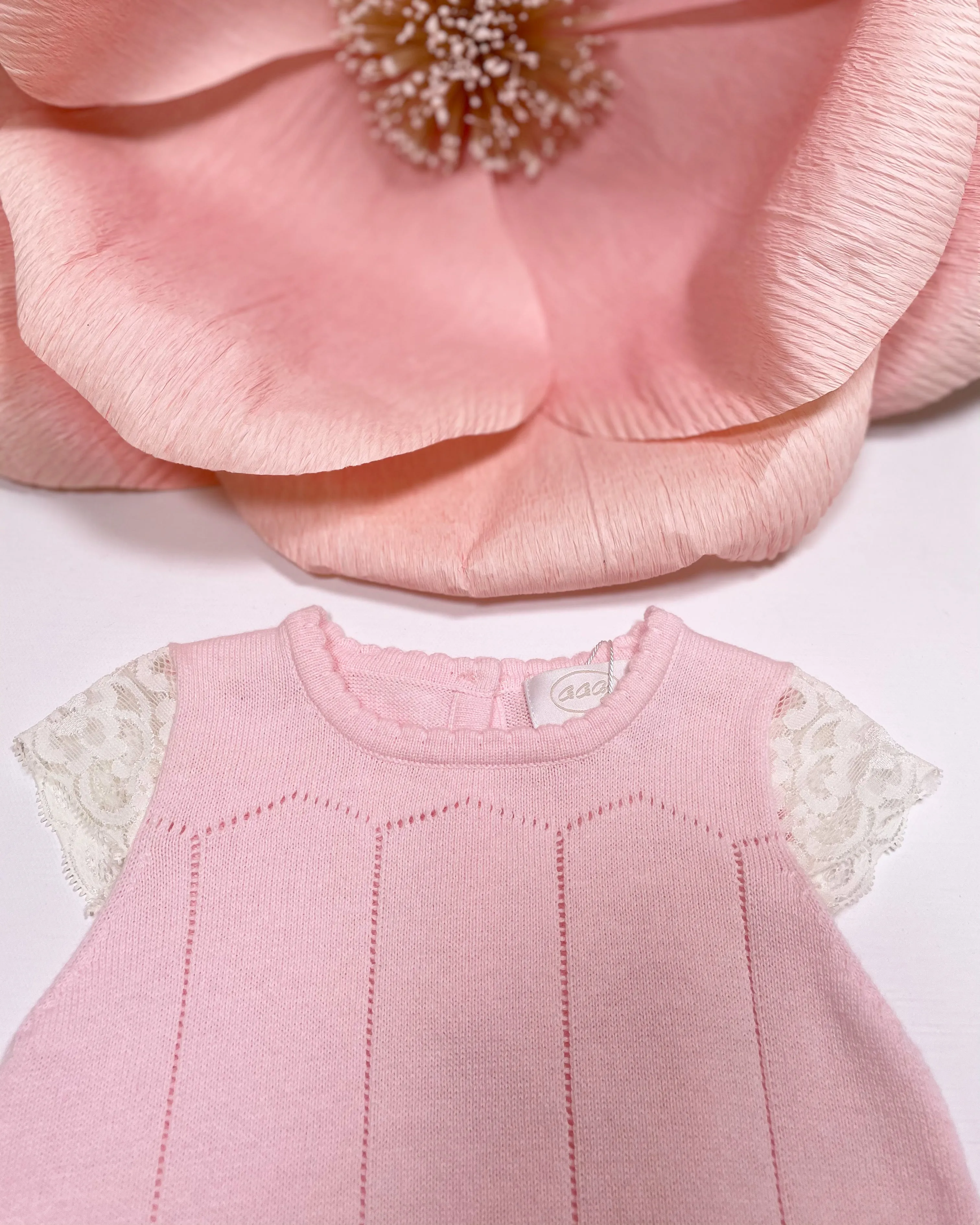 SOFT PINK/BEIGE KNIT LACE DRESS