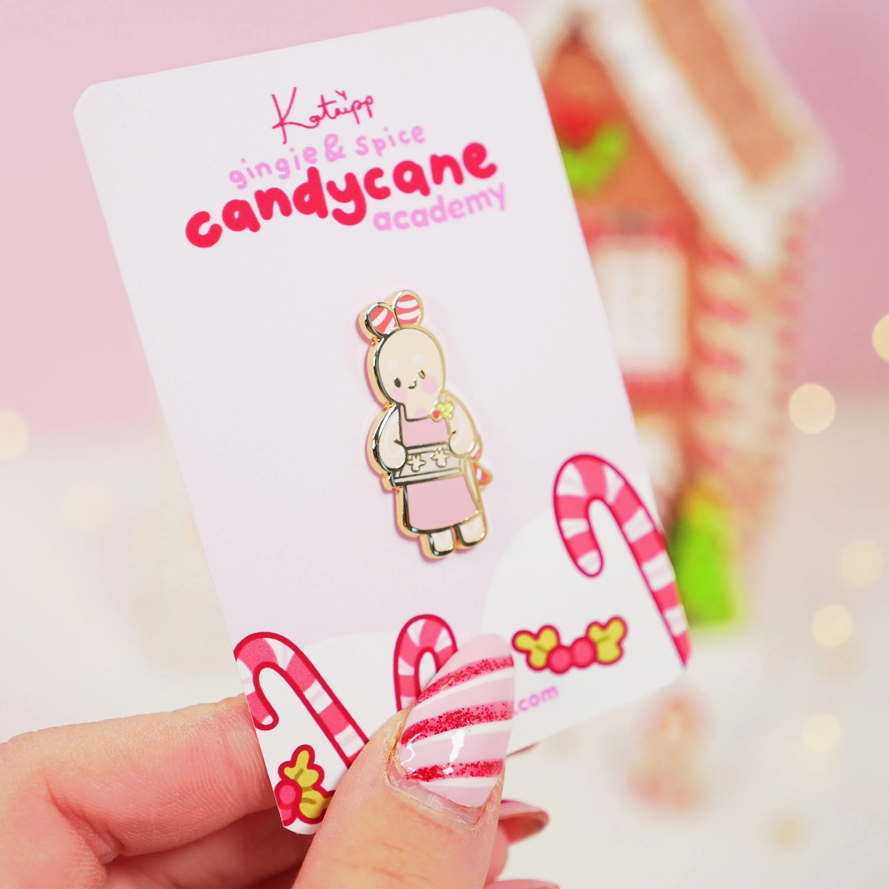 Spice the Gingerbread Baker Enamel Pin | Kawaii Christmas Accessory | Candy Cane Academy Collection
