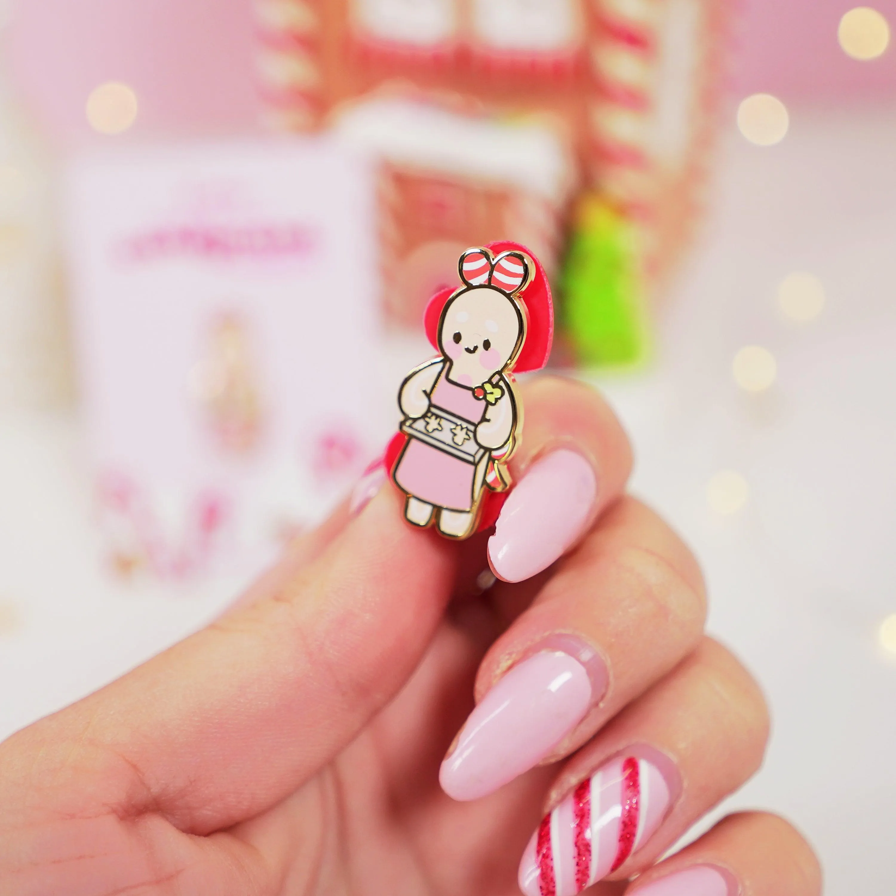Spice the Gingerbread Baker Enamel Pin | Kawaii Christmas Accessory | Candy Cane Academy Collection