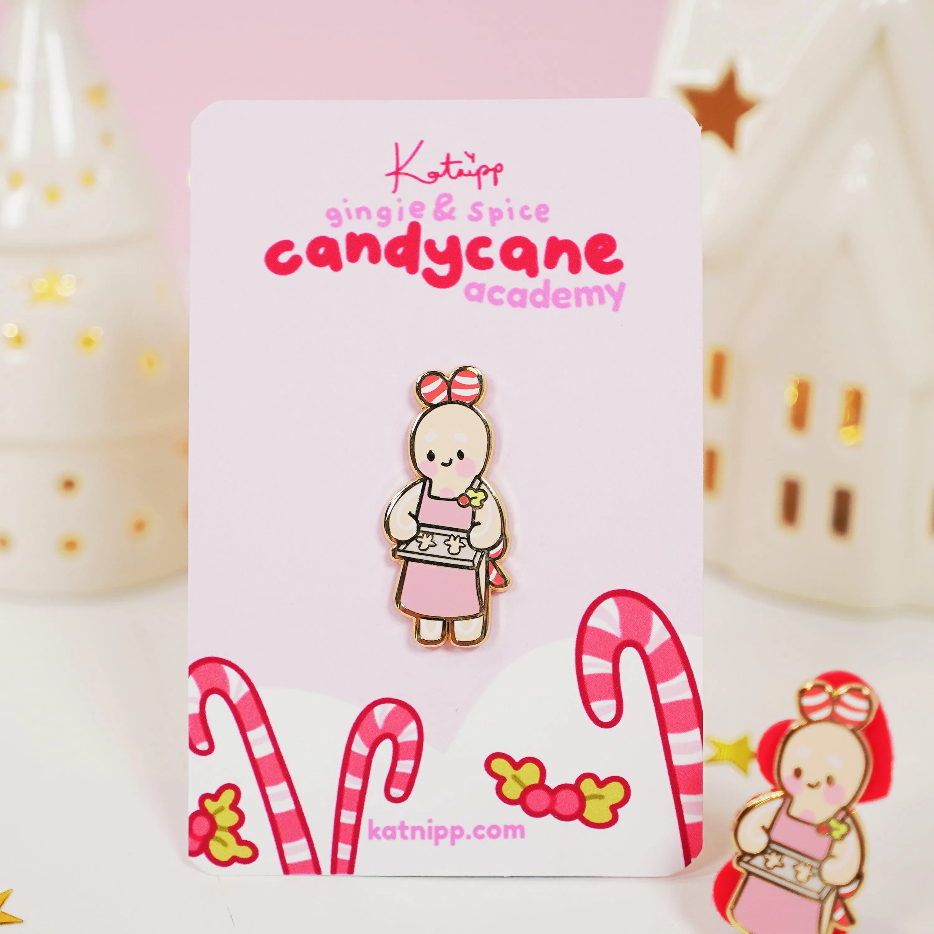 Spice the Gingerbread Baker Enamel Pin | Kawaii Christmas Accessory | Candy Cane Academy Collection