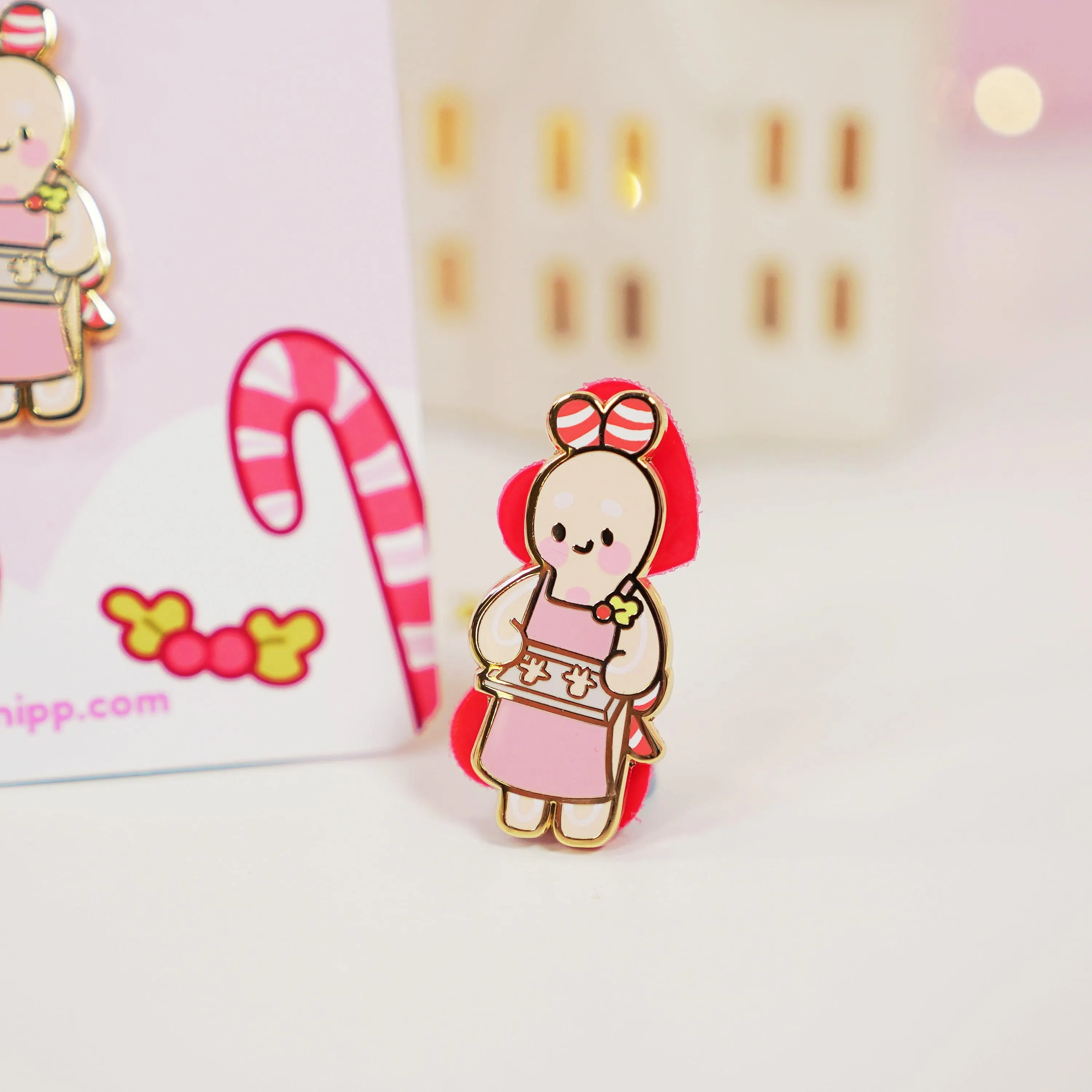 Spice the Gingerbread Baker Enamel Pin | Kawaii Christmas Accessory | Candy Cane Academy Collection